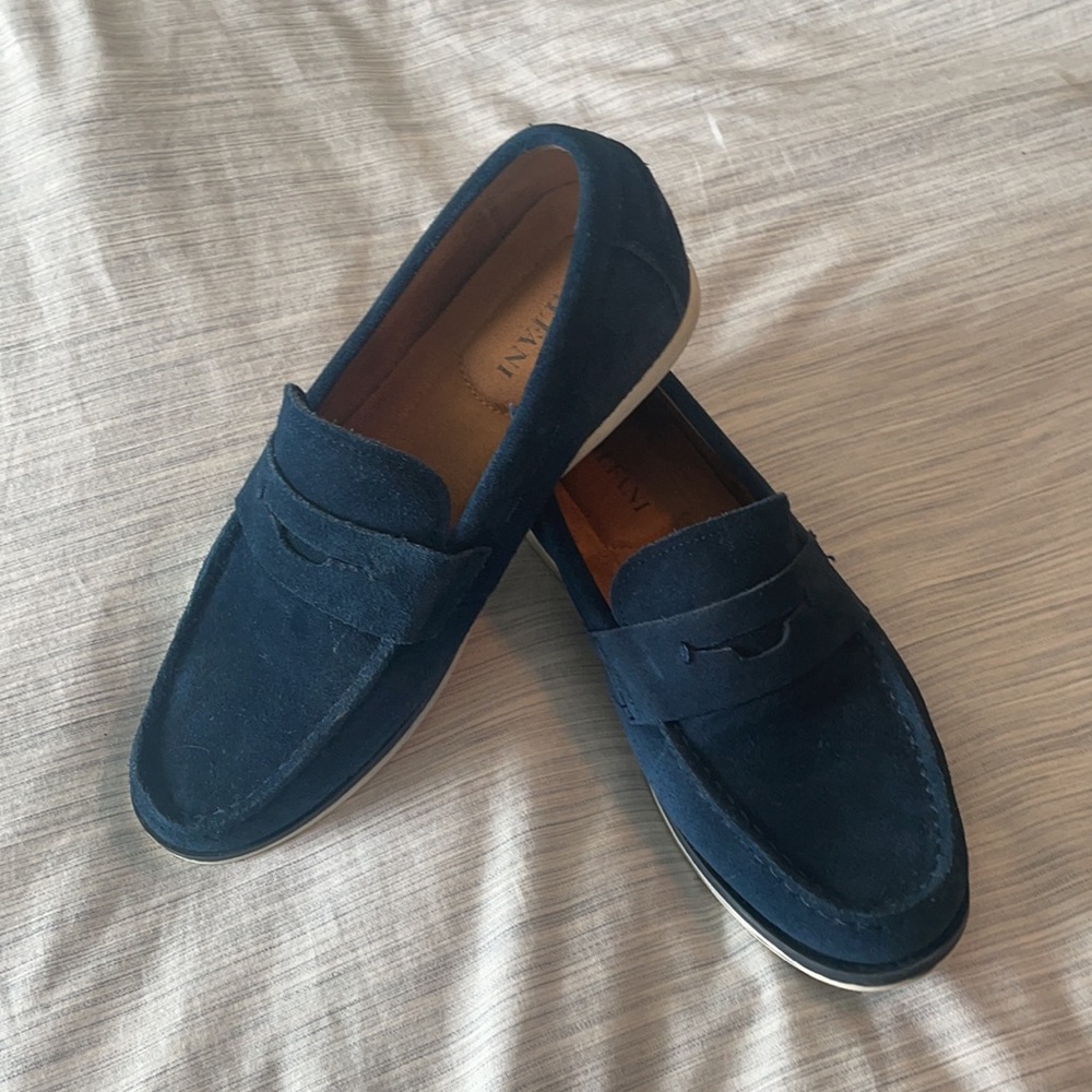 Alfani boys navy suede dress shoes / loafers